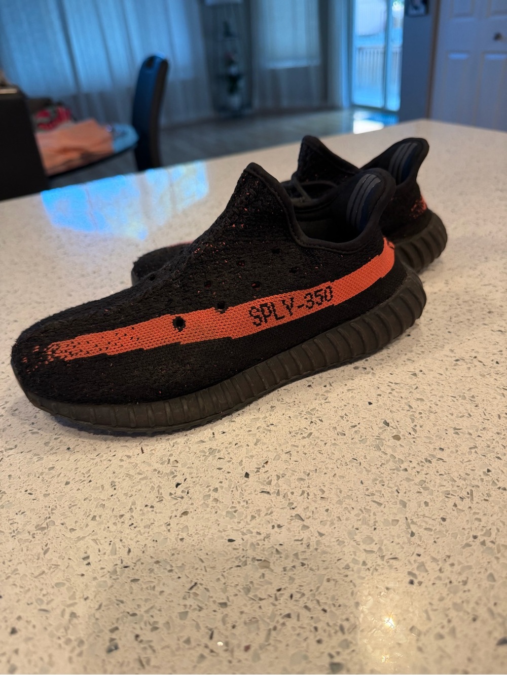 Adidas Yeezy Boost 350 V2 Kids Black/Orange Slip-On Sneakers